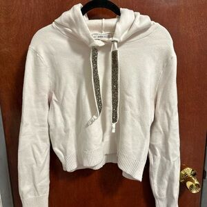 Zara Cream Hoodie with Glitter Accents